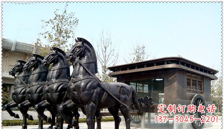 泰安传统古典马车铜雕塑