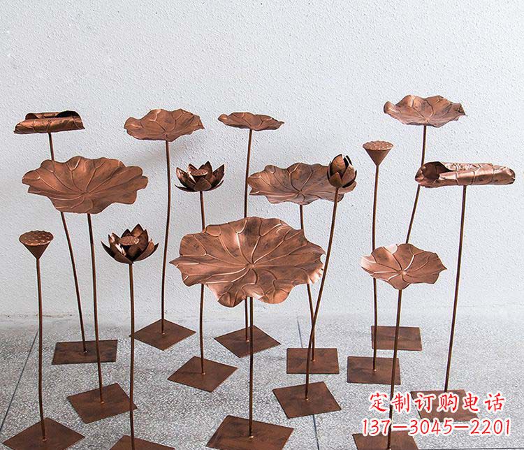 泰安精美古铜色荷花不锈钢雕塑