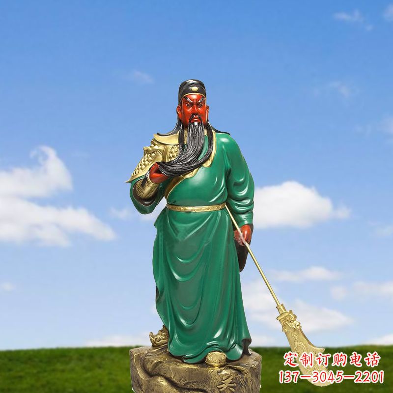 泰安精美彩绘关公雕塑