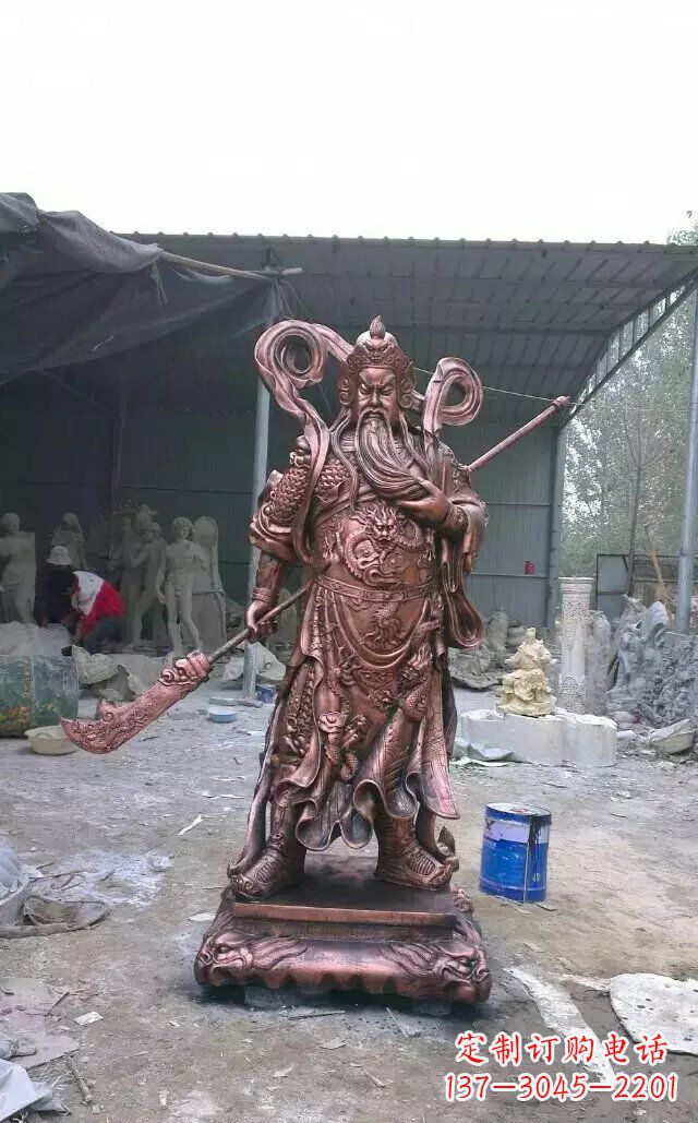 泰安精美关公红铜雕塑