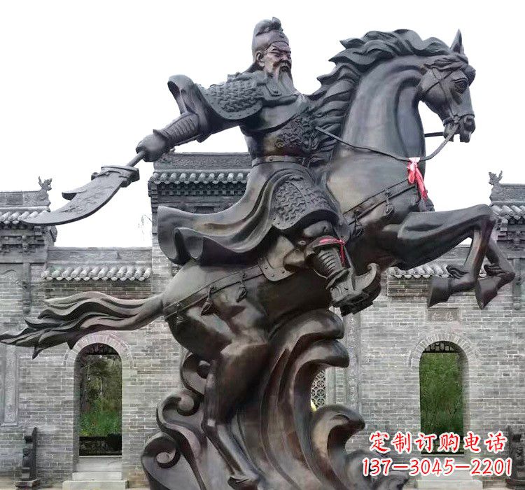 泰安精致细腻的关公骑马雕塑