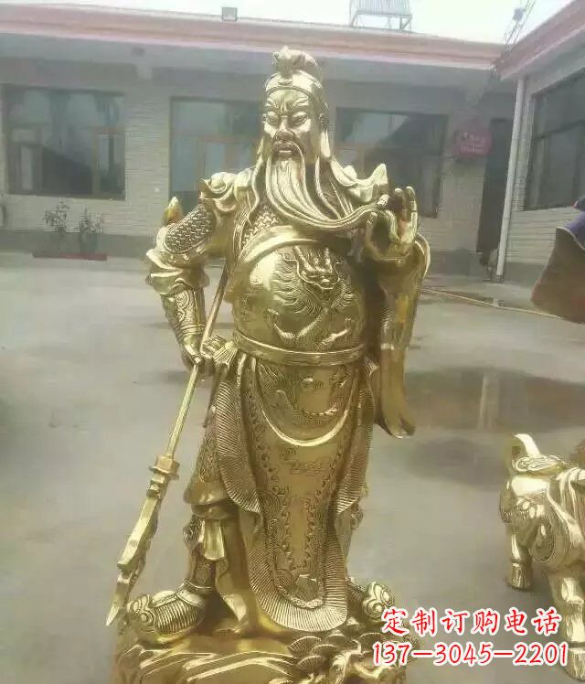 泰安中领雕塑定制关公提刀武财神铜雕