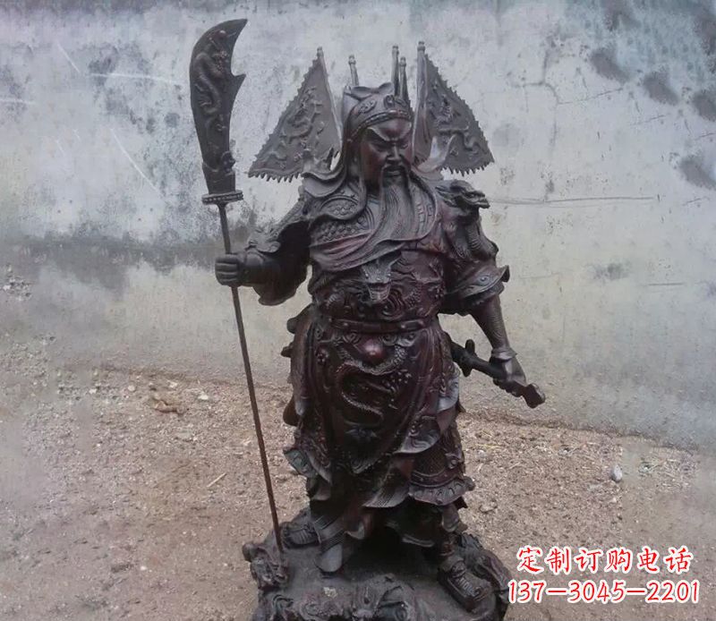 泰安来自中国神话传说的关公提刀铜雕