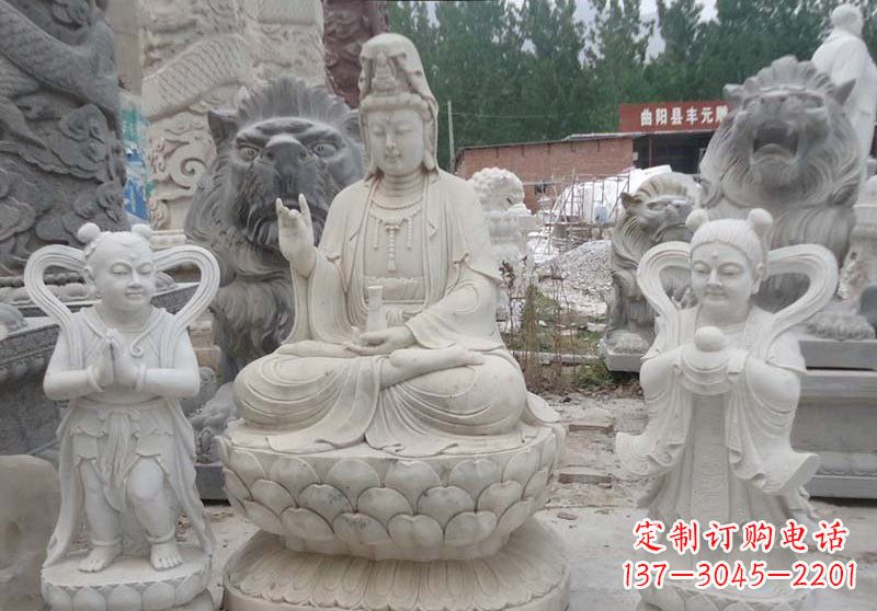 泰安观音菩萨善财童子和龙女雕塑