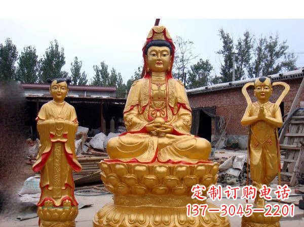 泰安观音善财童子龙女铜雕