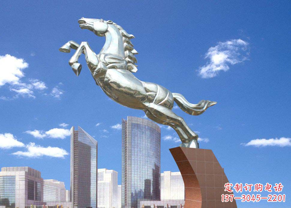 泰安全新不锈钢奔马雕塑