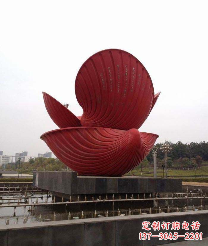 泰安广场不锈钢贝壳喷泉雕塑
