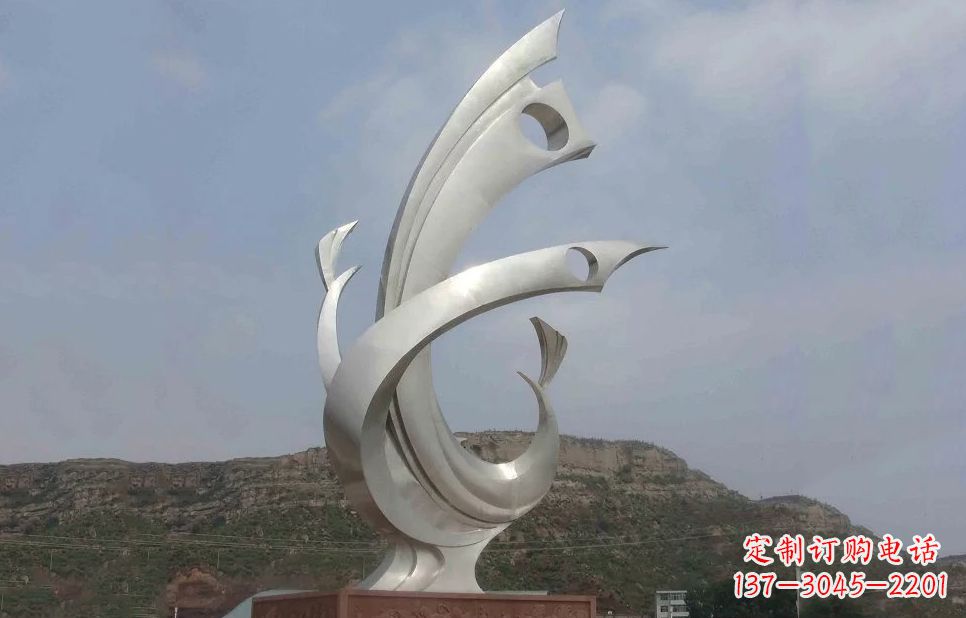 泰安金羽凤凰-不锈钢抽象雕塑