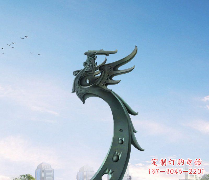 泰安中领雕塑|抽象凤凰不锈钢雕塑