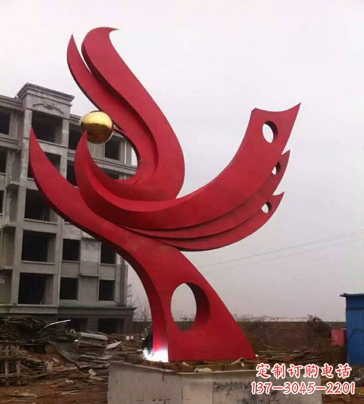 泰安全新抽象凤凰不锈钢雕塑