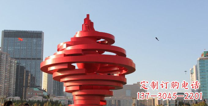 泰安不锈钢抽象火炬雕塑,展现活力与坚强