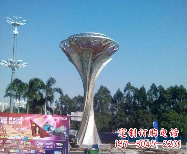 泰安广场不锈钢抽象莲花雕塑