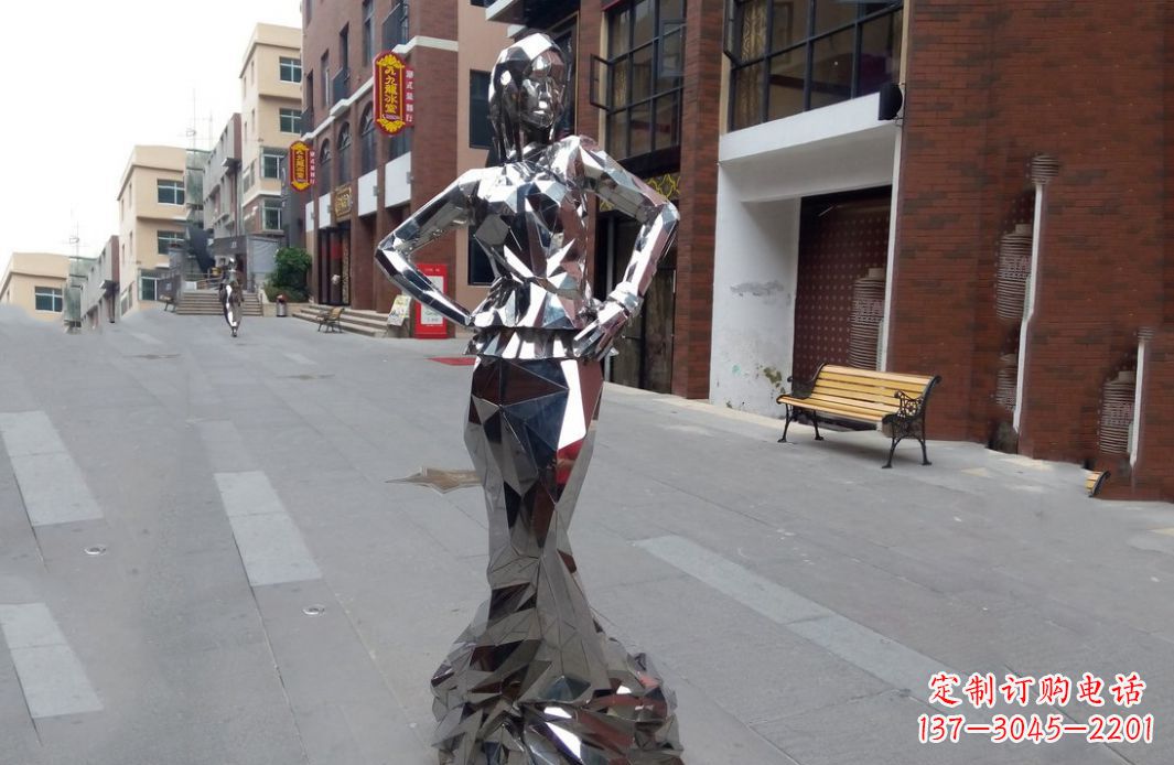 泰安以美丽的姿态展示不锈钢美女雕塑