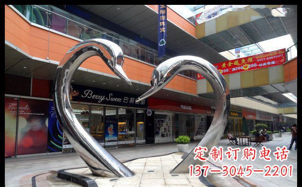 泰安中领雕塑:精美的不锈钢抽象天鹅雕塑