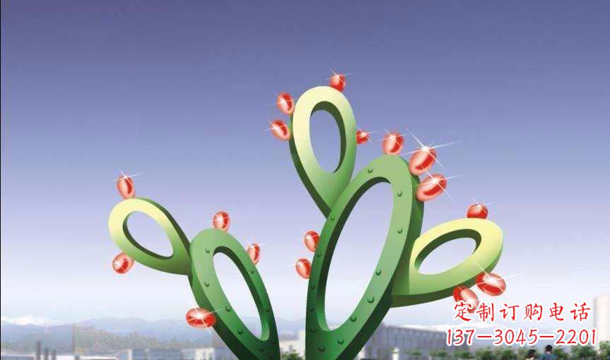 泰安广场不锈钢抽象仙人掌雕塑