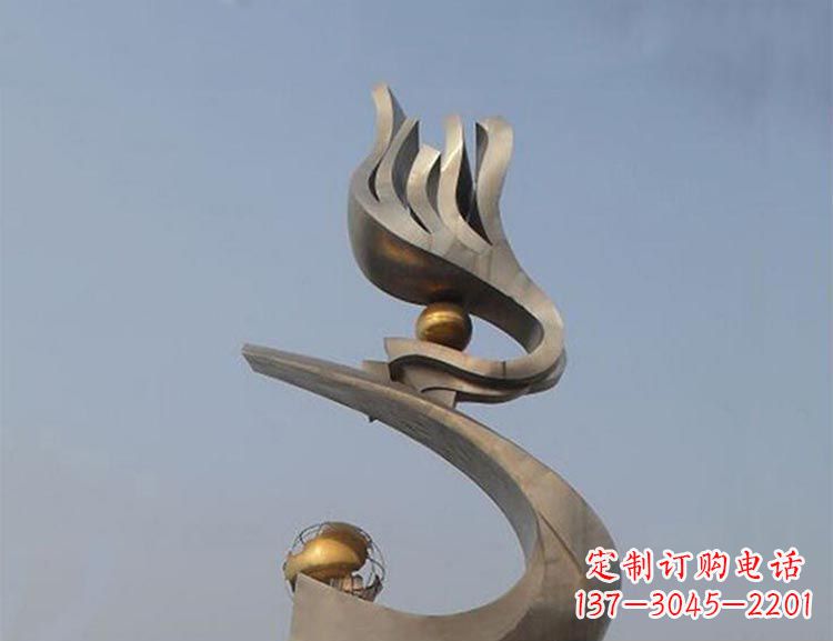 泰安广场不锈钢创意凤凰雕塑