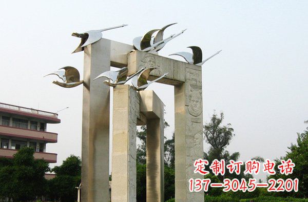 泰安展现自然之美的不锈钢大雁动物雕塑