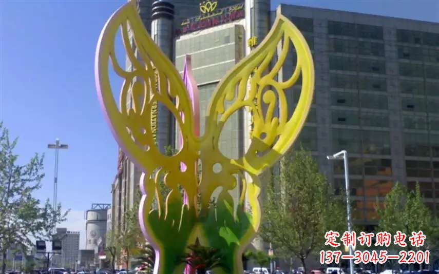 泰安广场不锈钢雕刻蝴蝶雕塑