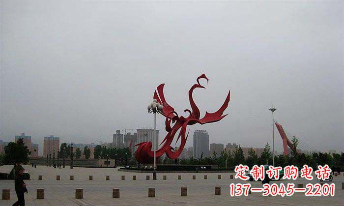 泰安广场不锈钢凤凰展翅雕塑