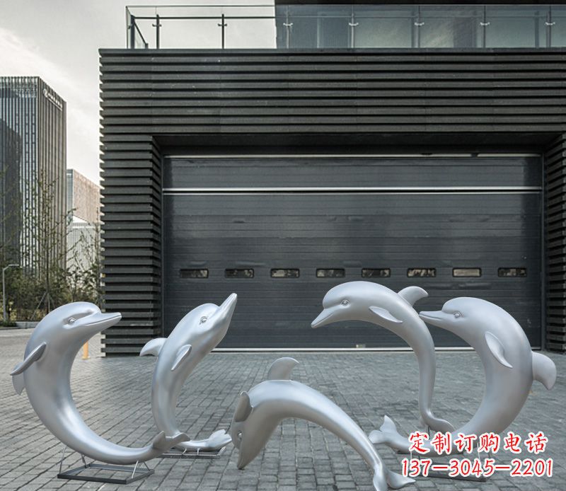 泰安广场不锈钢海豚景观雕塑