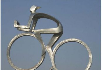 泰安室外装饰不锈钢抽象骑自行车人物雕塑