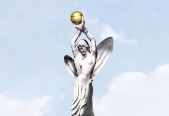 泰安精美的不锈钢女人双手捧球雕塑
