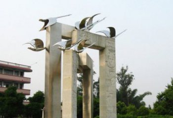 泰安展现自然之美的不锈钢大雁动物雕塑