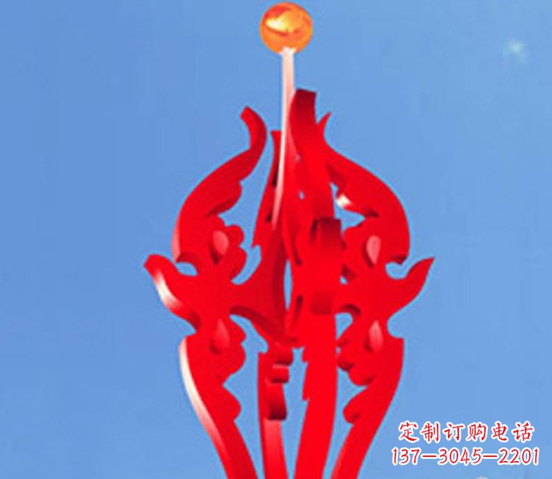 泰安中领雕塑出品:不锈钢火苗抽象雕塑