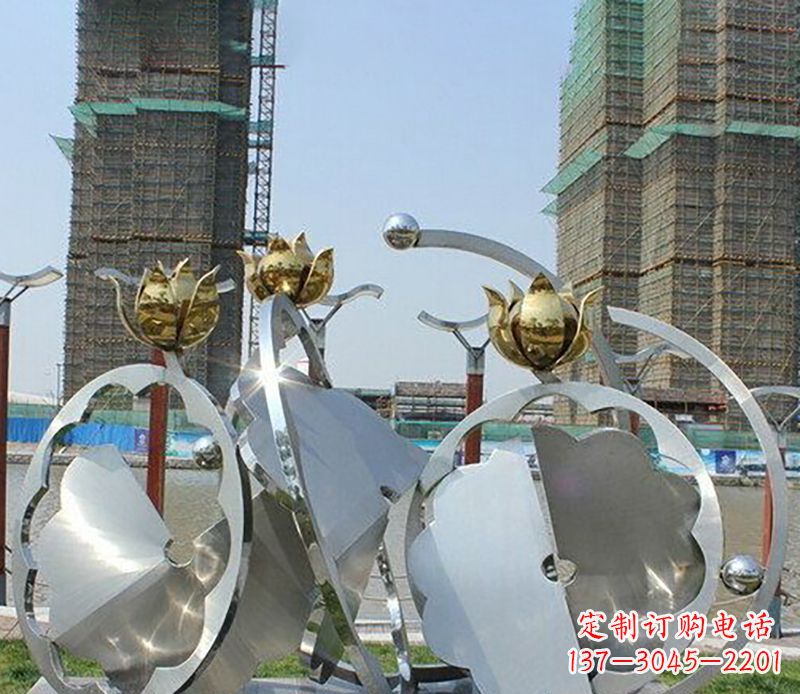 泰安精美不锈钢抽象莲花雕塑