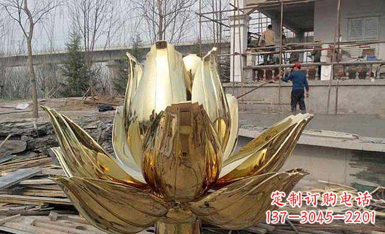泰安超大型不锈钢莲花雕塑,惊艳定制空间