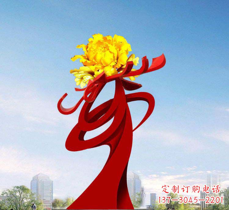 泰安中领雕塑:牡丹花开,把美景永久定格