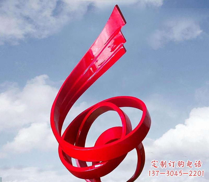 泰安广场不锈钢飘带翅膀抽象雕塑