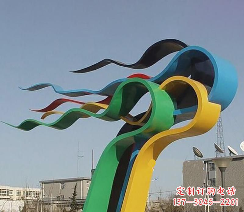 泰安广场不锈钢飘带景观雕塑22
