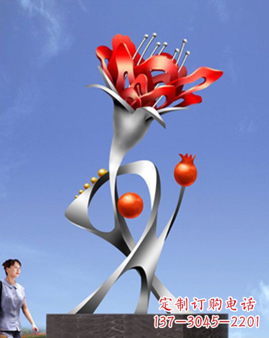 泰安精美不锈钢石榴花雕塑,震撼了审美的眼睛