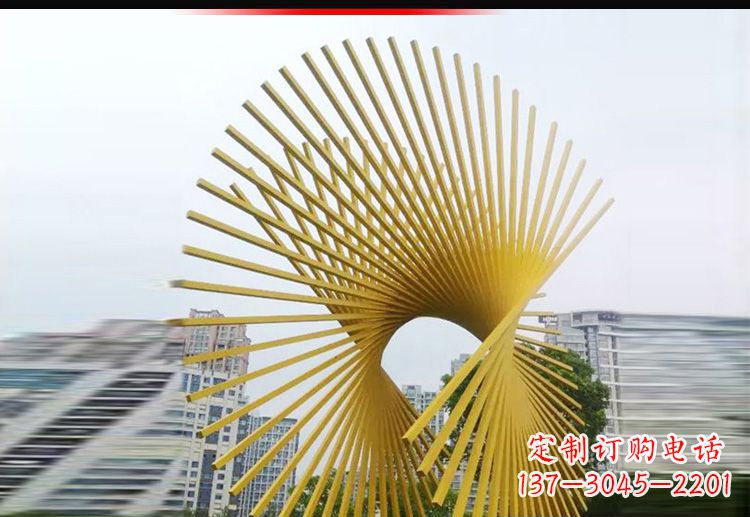 泰安现代美学——不锈钢树枝扇形景观雕塑