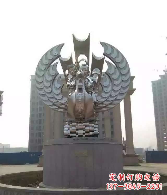 泰安广场不锈钢童趣凤凰雕塑