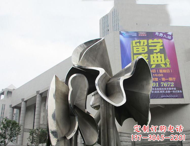 泰安全新不锈钢荷叶雕塑,缔造完美景观