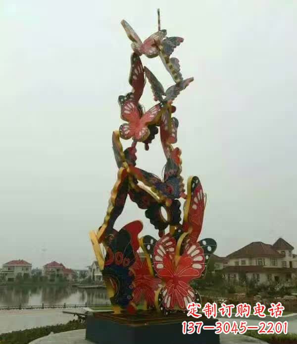 泰安广场不锈钢造型蝴蝶雕塑