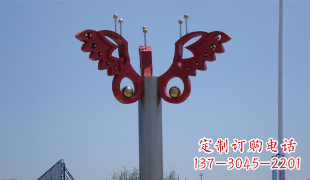 泰安广场抽象不锈钢蝴蝶雕塑