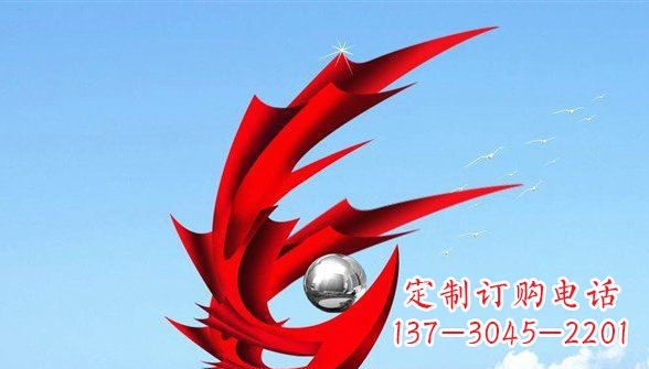 泰安广场抽象凤凰不锈钢雕塑 (2)