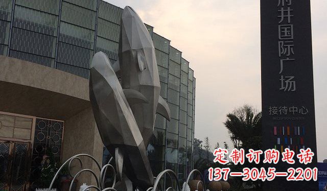 泰安广场抽象海豚不锈钢雕塑