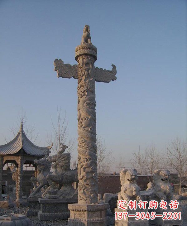 泰安广场大理石华表雕塑