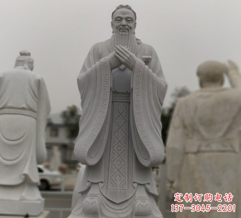 泰安广场大理石孔子石雕