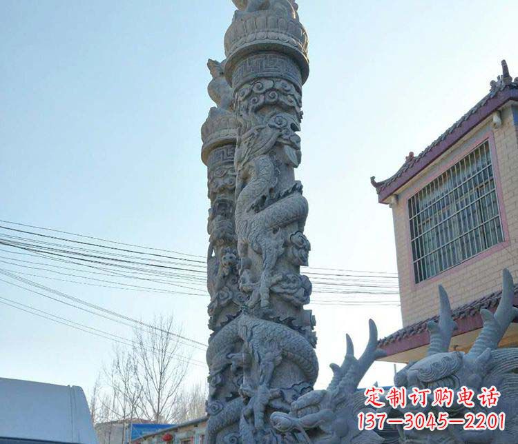 泰安精美广场大理石龙柱雕塑