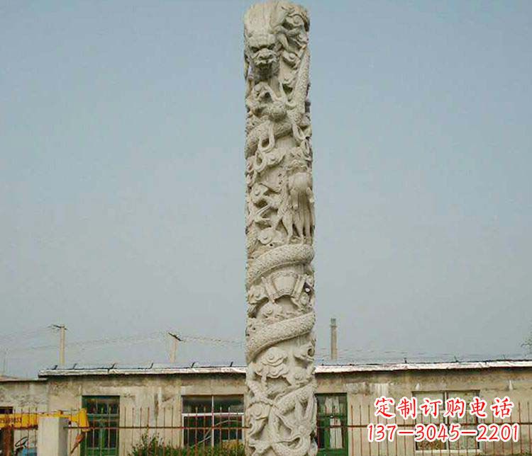 泰安中领雕塑——独具特色的大理石盘龙柱雕塑