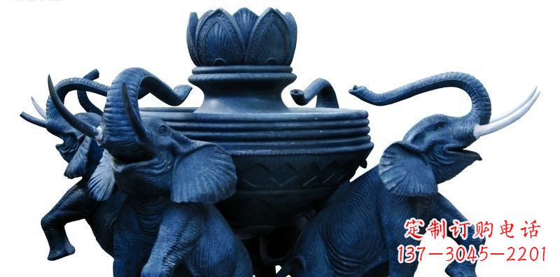 泰安广场大象莲花鼎景观铜雕