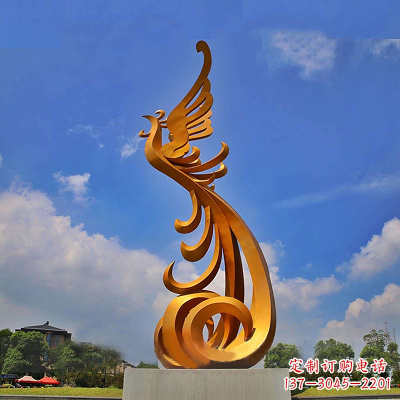 泰安广场大型凤凰不锈钢雕塑