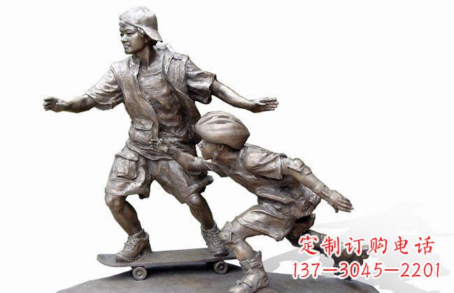 泰安令人惊叹的广场滑板男孩铜雕塑