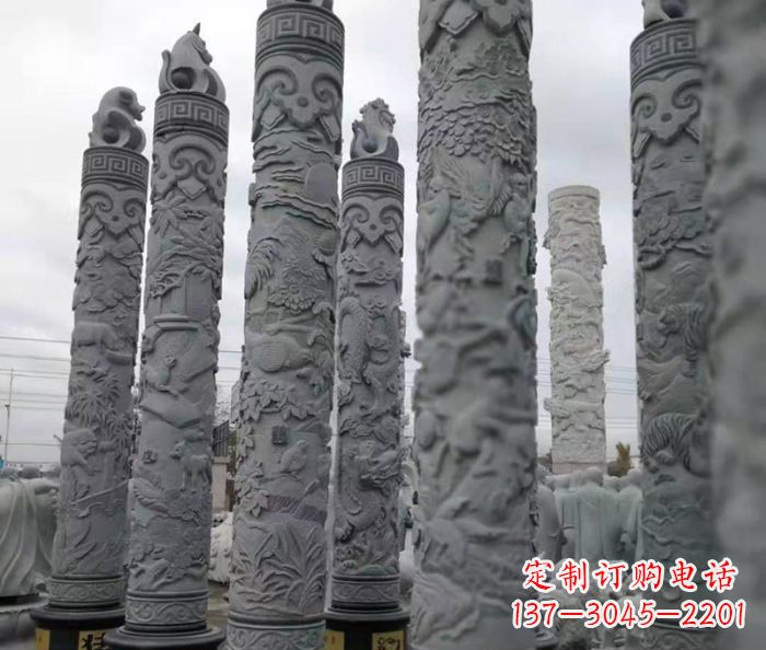 泰安中领雕塑:12生肖石柱——精致美观的雕塑定制