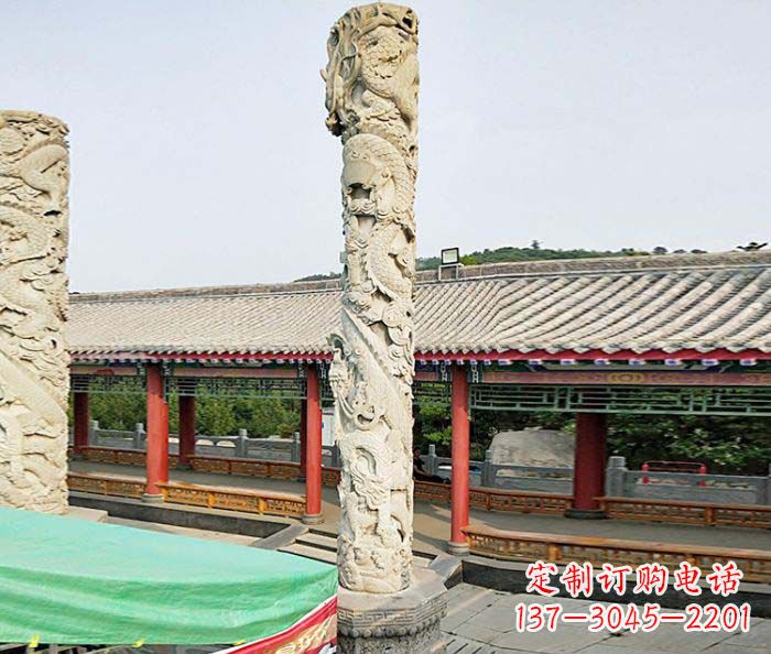 泰安雕刻精致的大理石龙柱石雕